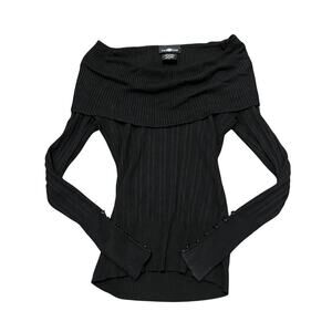 Y2K Black Foldover Sweater